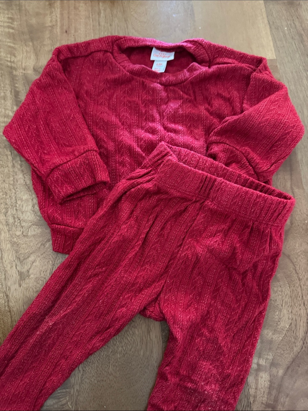 Cat & Jack Red Knit Kids Matching Sweater and Pants Set